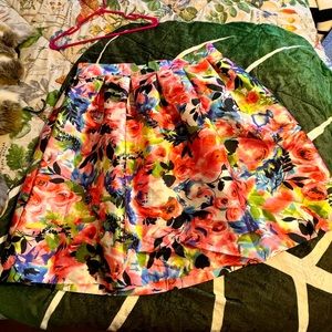 FT INC Plus Size dress midi tea skirt rainbow floral 2XL